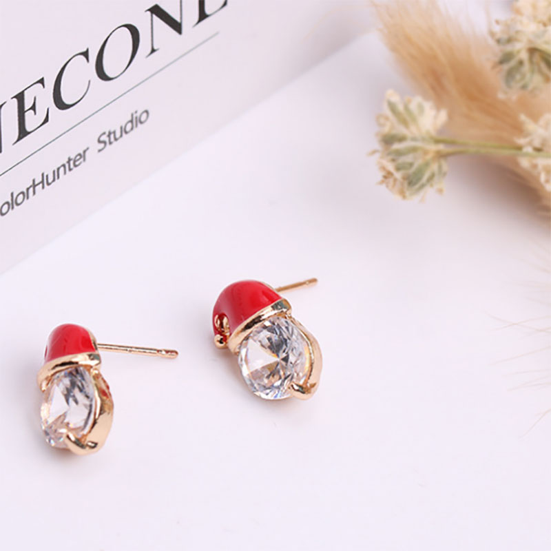 European And American  New Products Wholesale Hot Christmas Gift Ear Studs Zircon Drop Oil Diamond Snowman Hat Ear Studs display picture 4