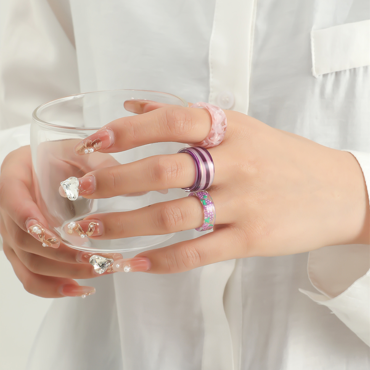Fashion New Resin Transparent Fruit Ring Set Women display picture 1