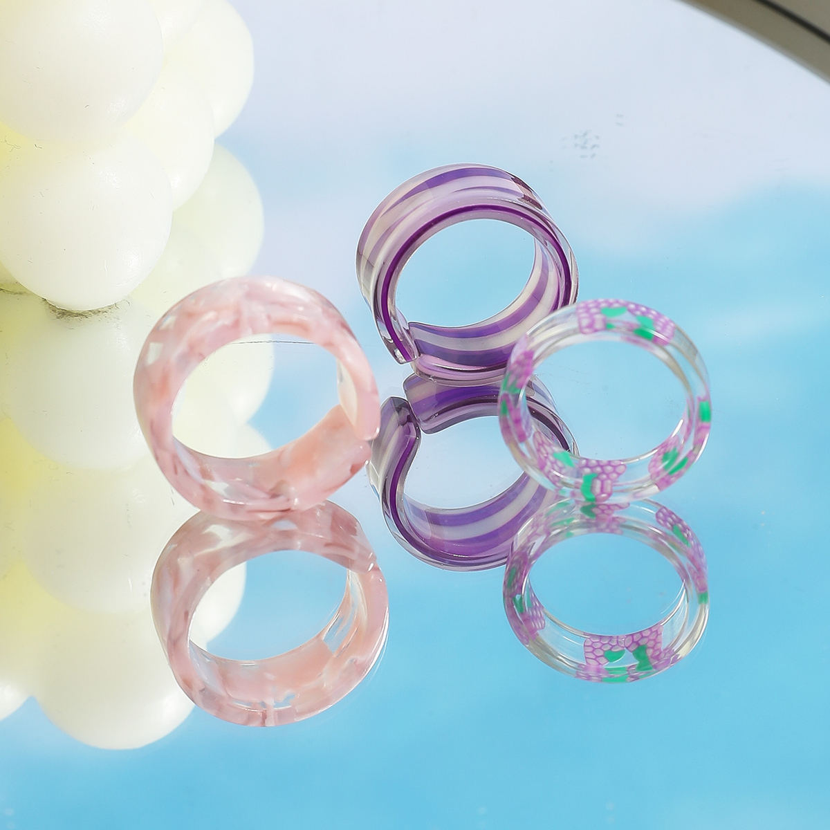 Fashion New Resin Transparent Fruit Ring Set Women display picture 2