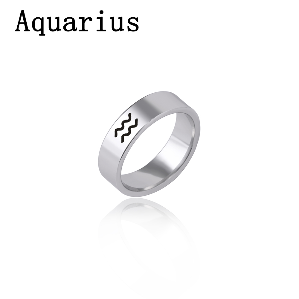 Fashion 12 Constellation Print Stainless Steel Ring display picture 1