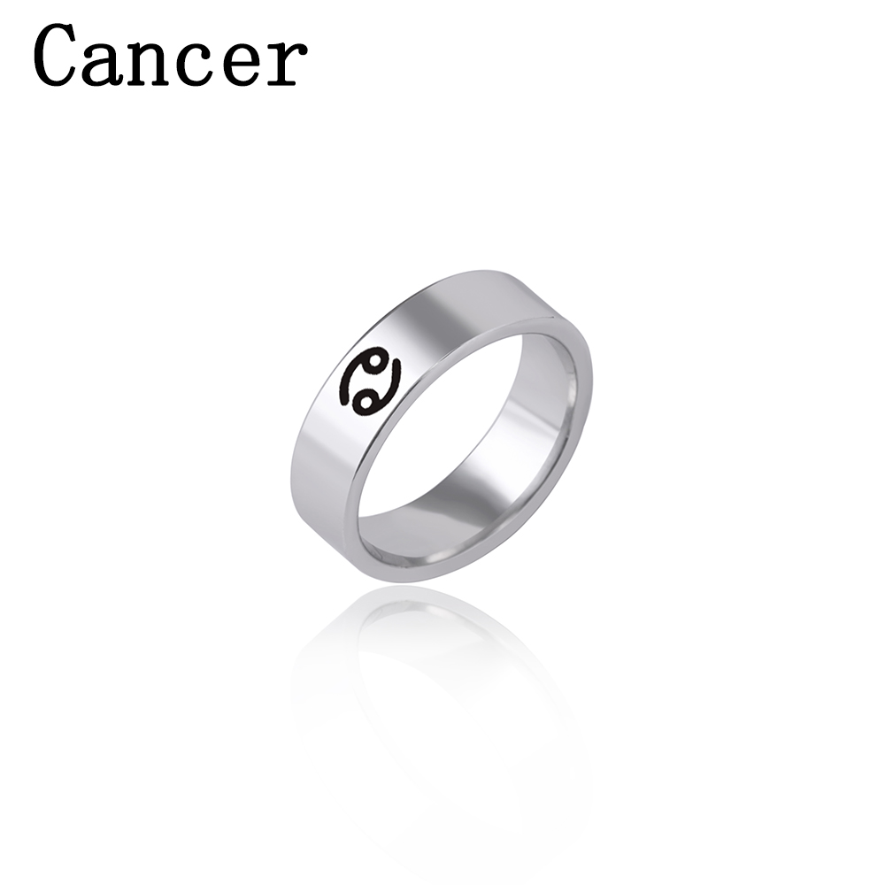 Fashion 12 Constellation Print Stainless Steel Ring display picture 3