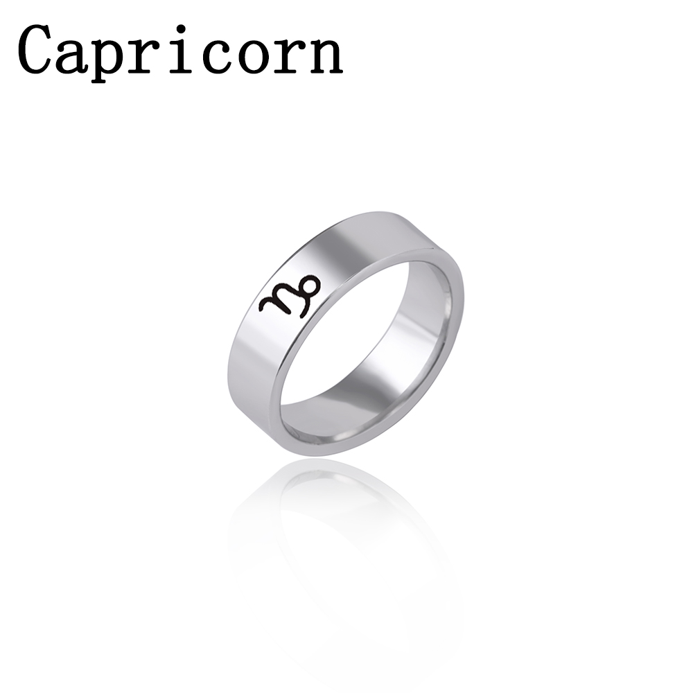 Fashion 12 Constellation Print Stainless Steel Ring display picture 4
