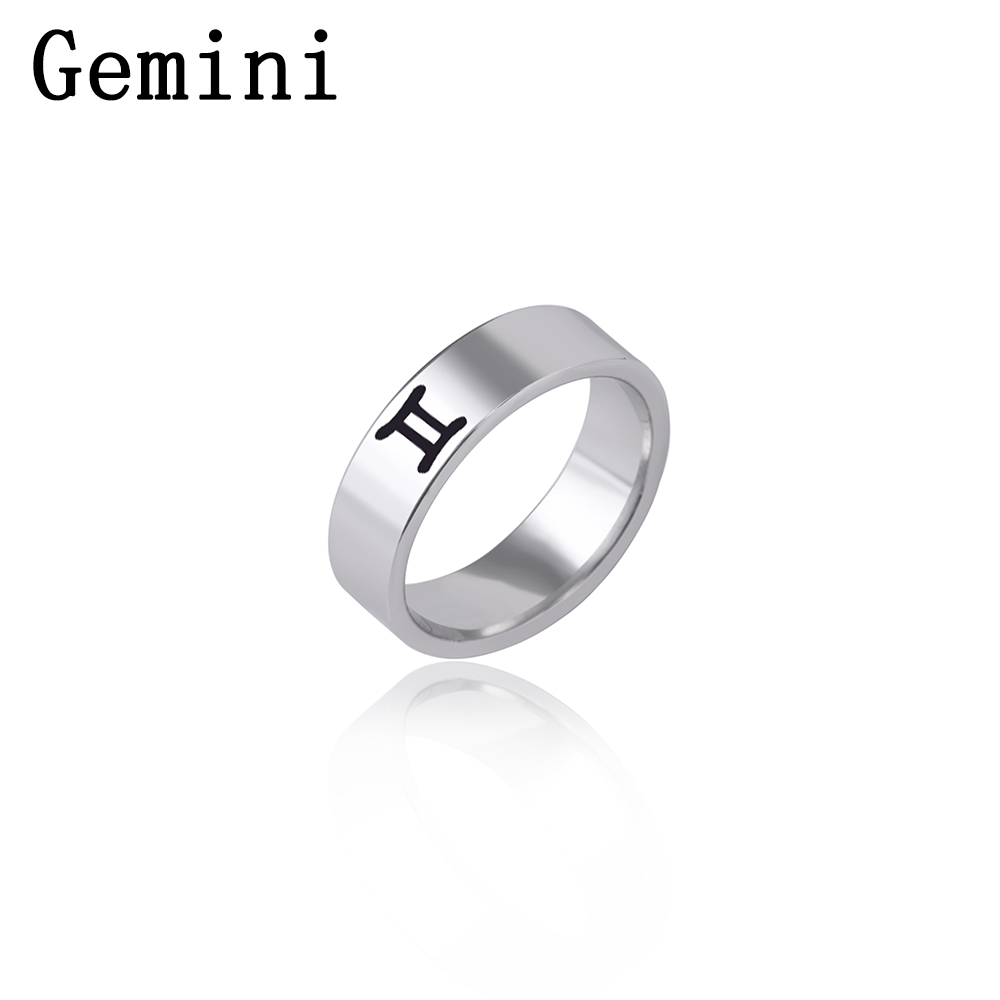 Fashion 12 Constellation Print Stainless Steel Ring display picture 5