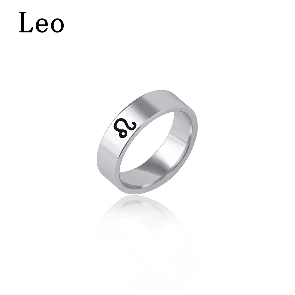 Fashion 12 Constellation Print Stainless Steel Ring display picture 6