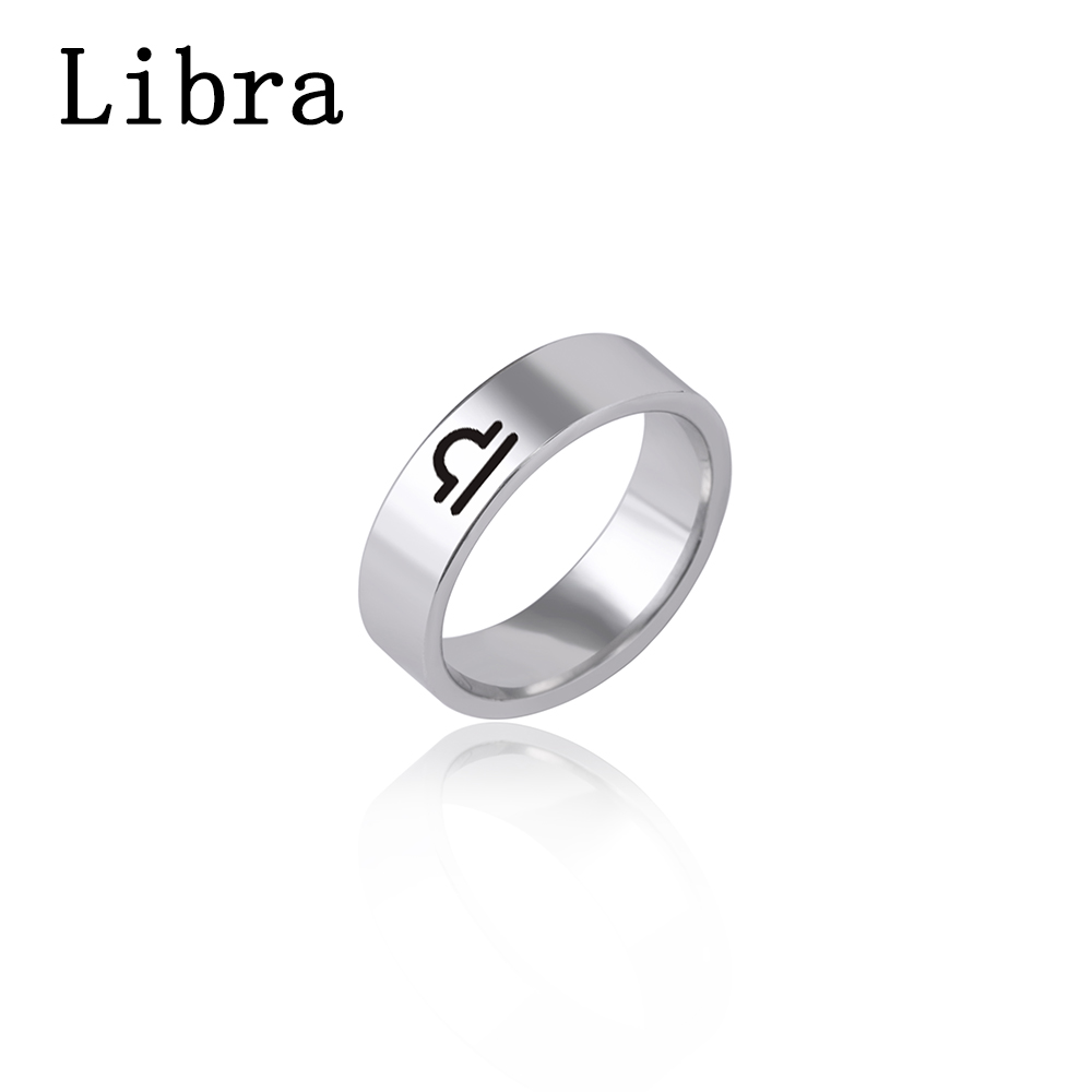Fashion 12 Constellation Print Stainless Steel Ring display picture 7