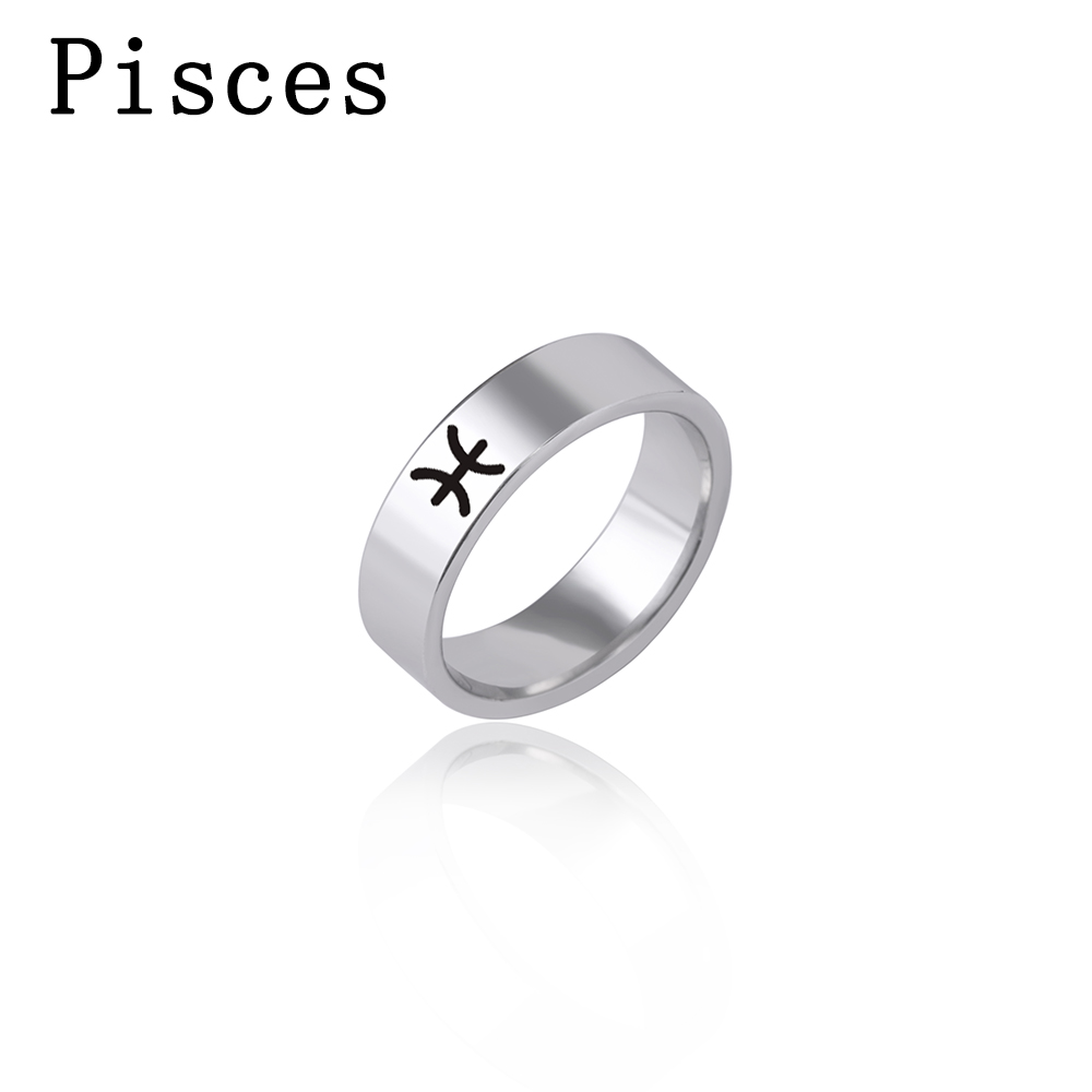 Fashion 12 Constellation Print Stainless Steel Ring display picture 8