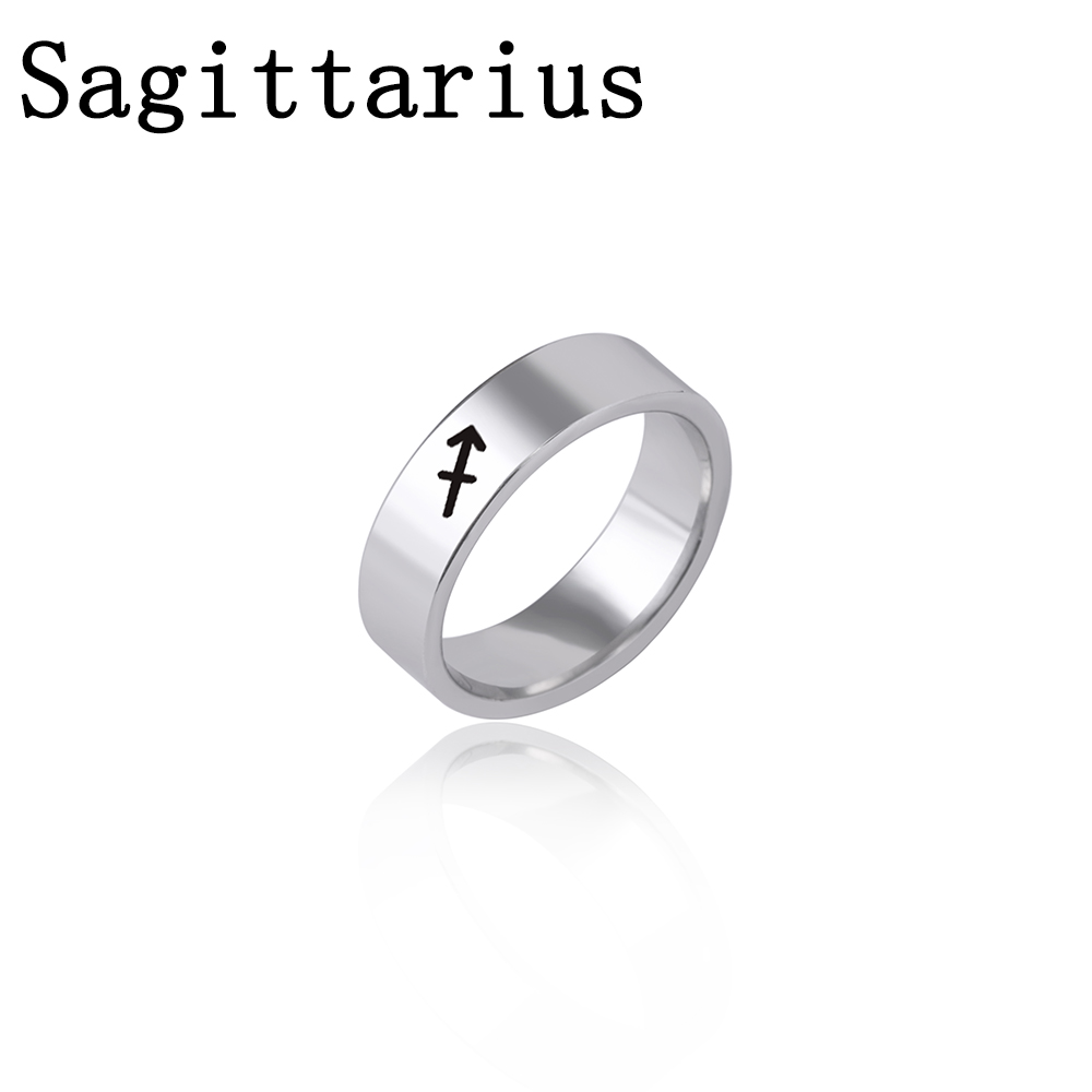 Fashion 12 Constellation Print Stainless Steel Ring display picture 9