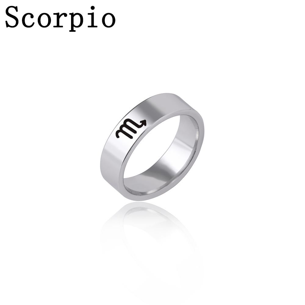 Fashion 12 Constellation Print Stainless Steel Ring display picture 10