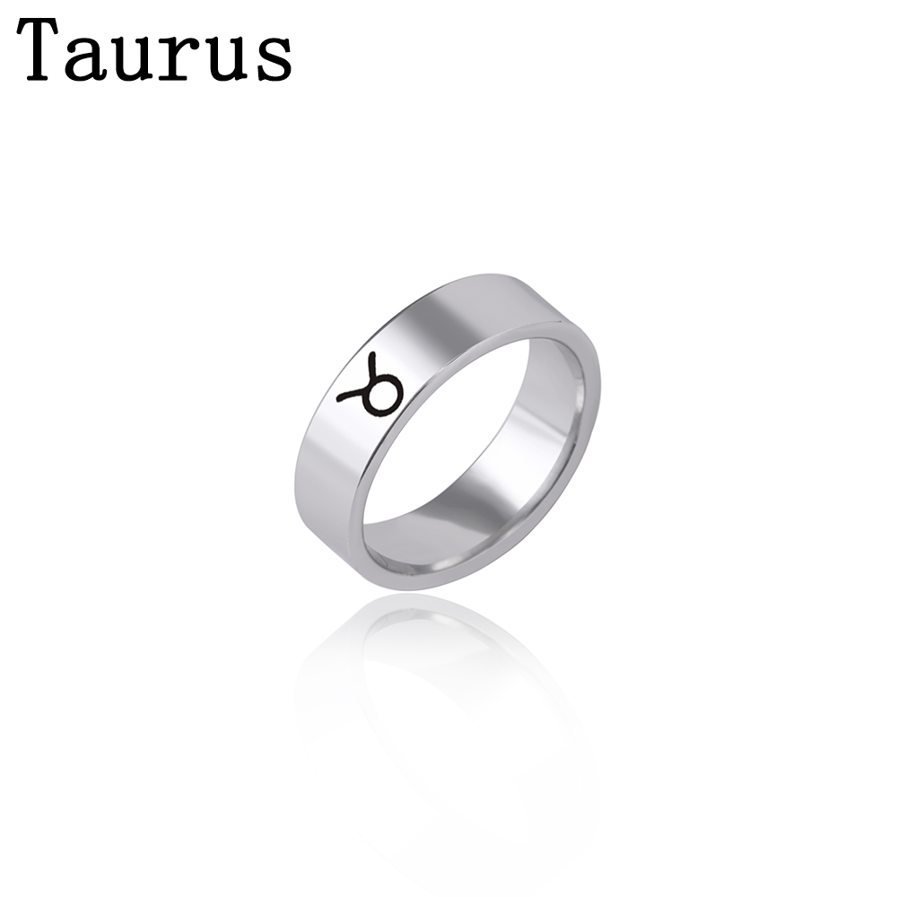 Fashion 12 Constellation Print Stainless Steel Ring display picture 11