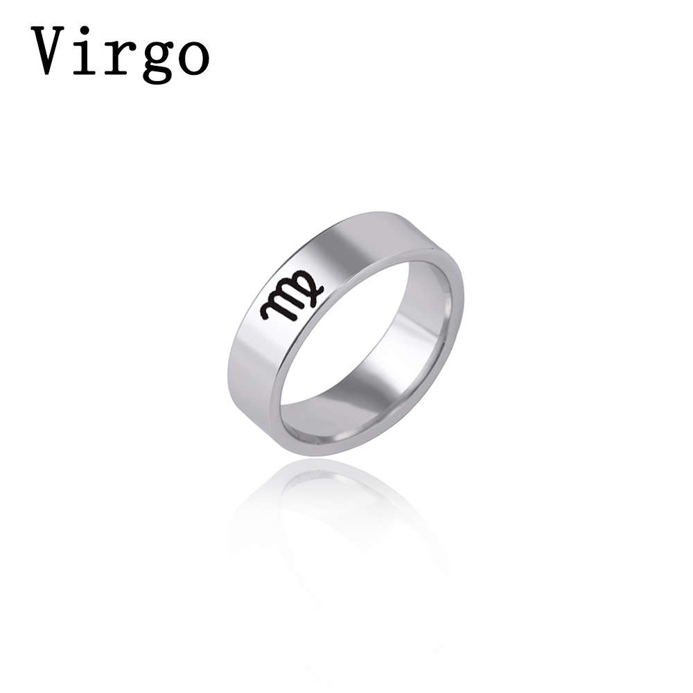 Fashion 12 Constellation Print Stainless Steel Ring display picture 12