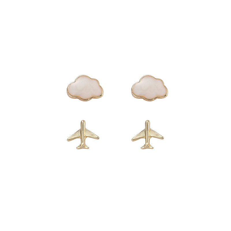 Fun Childhood Paper Airplane Asymmetrische Verspielte Niedliche Wolkenform Ohrringe Aus Legierung display picture 2