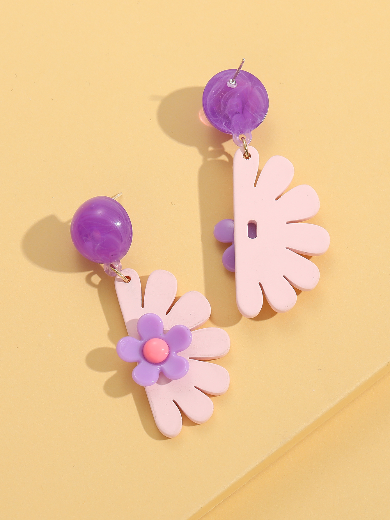 Purple Pendant Small Flower Simple Resin Earrings Drop display picture 2