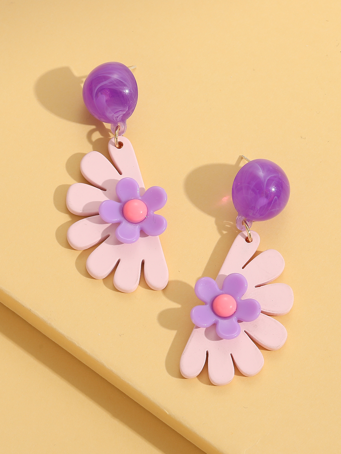 Purple Pendant Small Flower Simple Resin Earrings Drop display picture 5