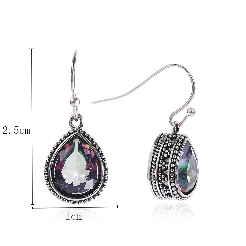 Retro Fashion Pop Color Crystal Water Drop Earrings display picture 1