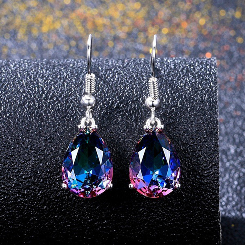 Fashion Pop Color Crystal Water Drop Earrings display picture 2