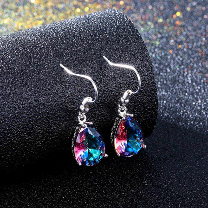 Pendientes De Gota De Agua De Cristal De Color Pop De Moda display picture 5