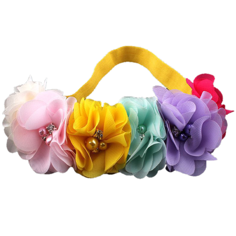 Farbe Perlen Blume Stretch Mehrfarbige Kopf Bedeckung Für Kinder display picture 3