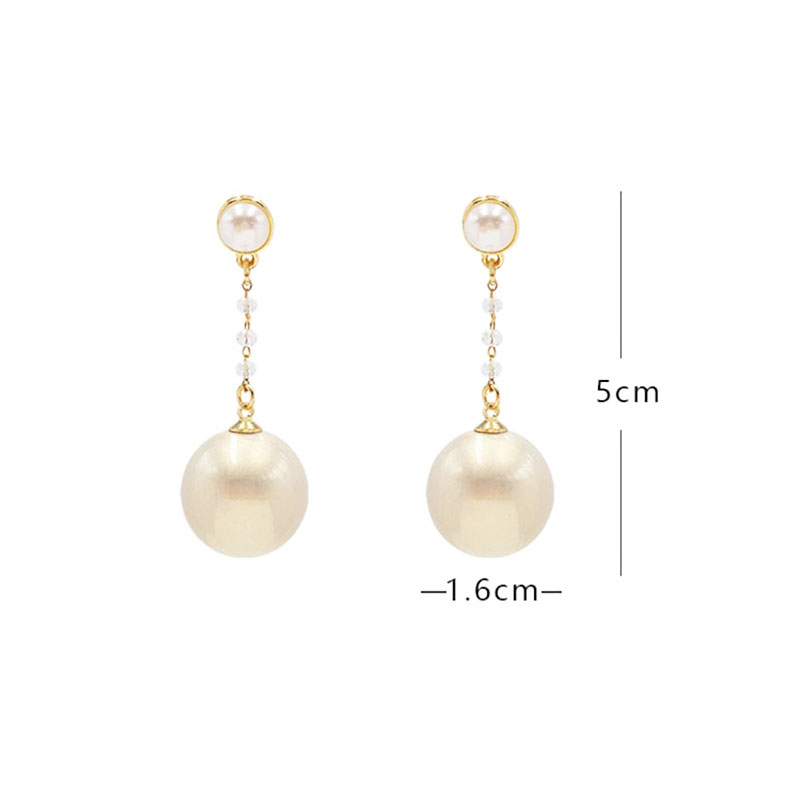 Long Transparent Crystal Beads Pearl Earrings display picture 2