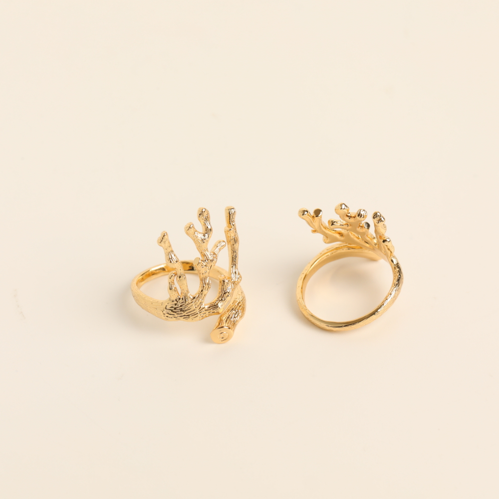 European And American  Hot Sale Creative Design Twigs Ring Personality Trend Open Ring Retro Timbo Ring Rings display picture 3