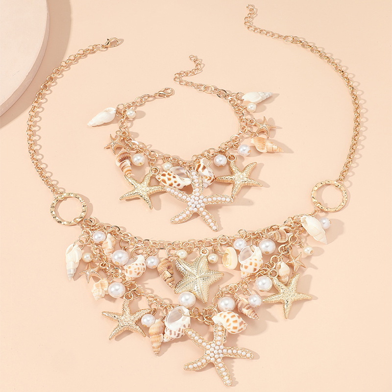 Fashion Popular Beach Ornament Conch Starfish Shell Necklace, Bracelet Set display picture 2