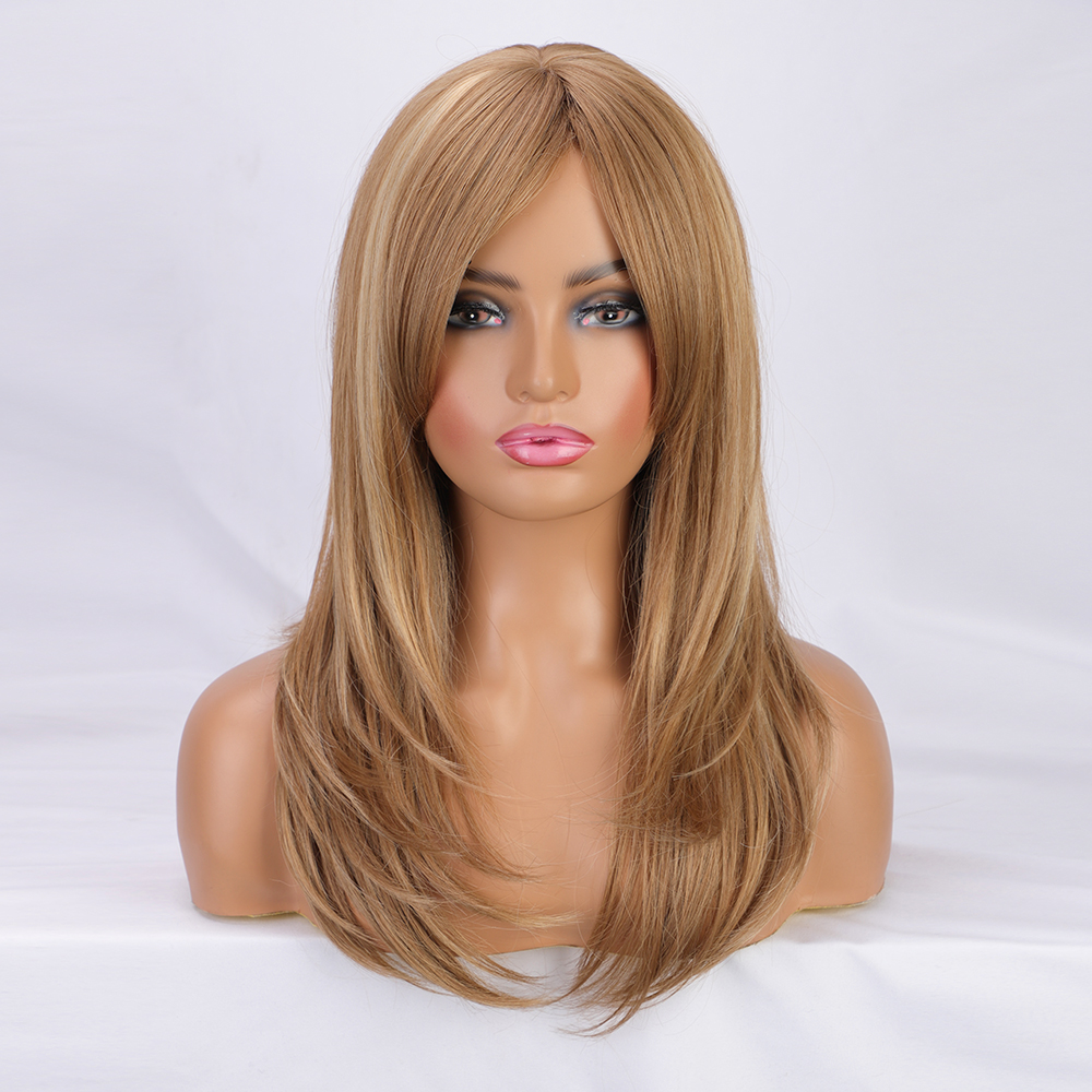 Frauen Perücken, Weiße Mittelgroße Lange Haare, Goldene Innere Schnalle, Perücken, Chemiefaser Perücken, Wigs display picture 2