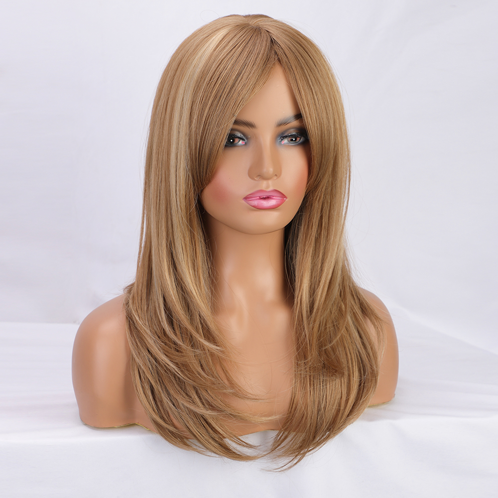 Frauen Perücken, Weiße Mittelgroße Lange Haare, Goldene Innere Schnalle, Perücken, Chemiefaser Perücken, Wigs display picture 4