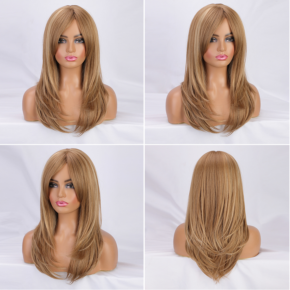 Frauen Perücken, Weiße Mittelgroße Lange Haare, Goldene Innere Schnalle, Perücken, Chemiefaser Perücken, Wigs display picture 7