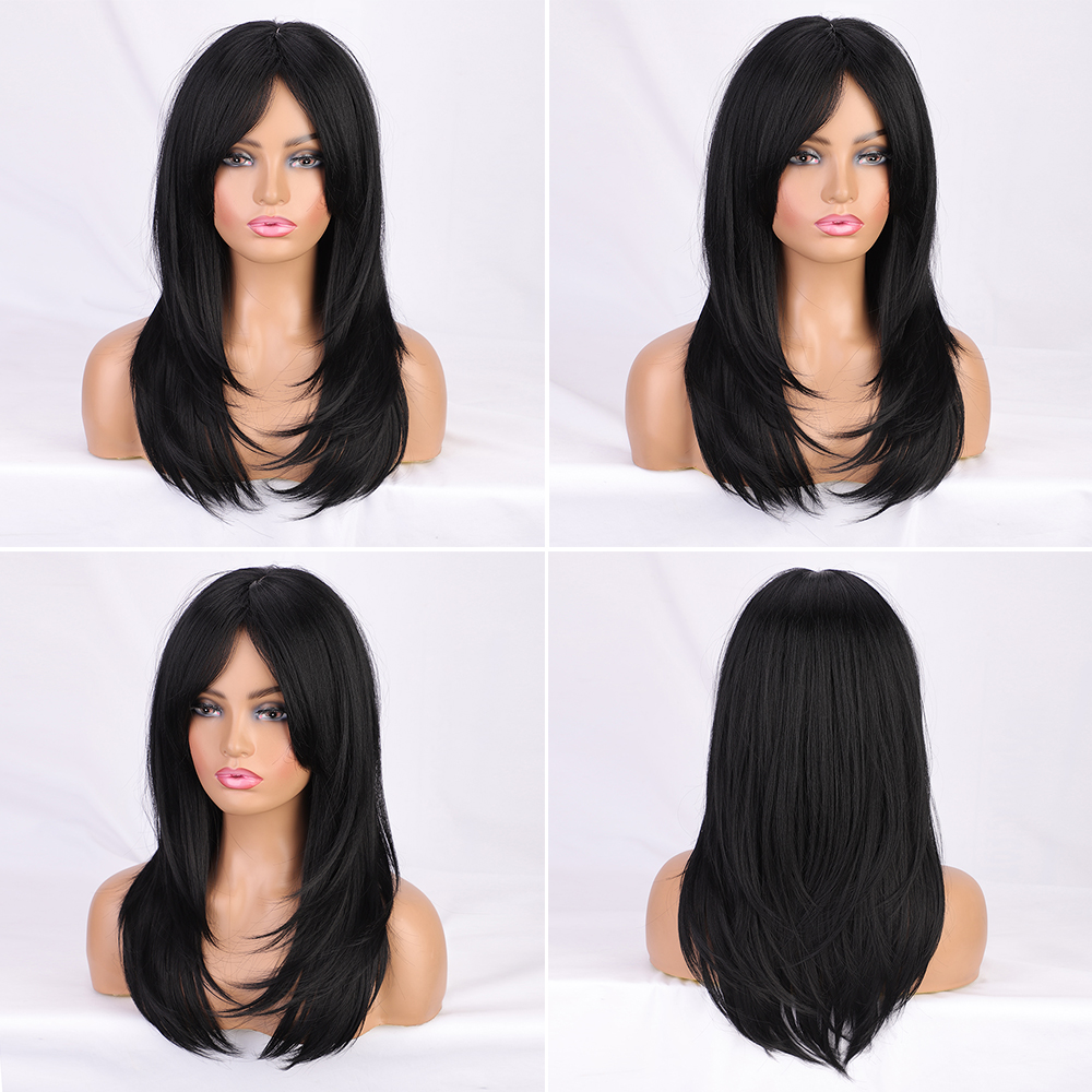 Frauen Perücken, Weiße Mittelgroße Lange Haare, Goldene Innere Schnalle, Perücken, Chemiefaser Perücken, Wigs display picture 9