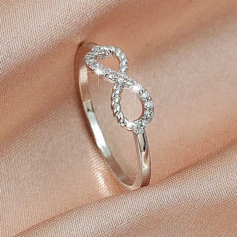 Cruz-frontera Gran Venta Digital 8 Anillo Elegante Elegante Simple Arco Dedo Índice Anillo Mujer Todo-fósforo Joyería De Moda display picture 1