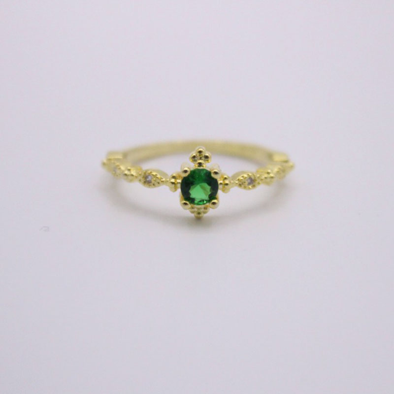 Ring  Ornament Popular Cute Woman 14k Gold Plated Green Diamond Ring Exquisite Ring Ornament display picture 3