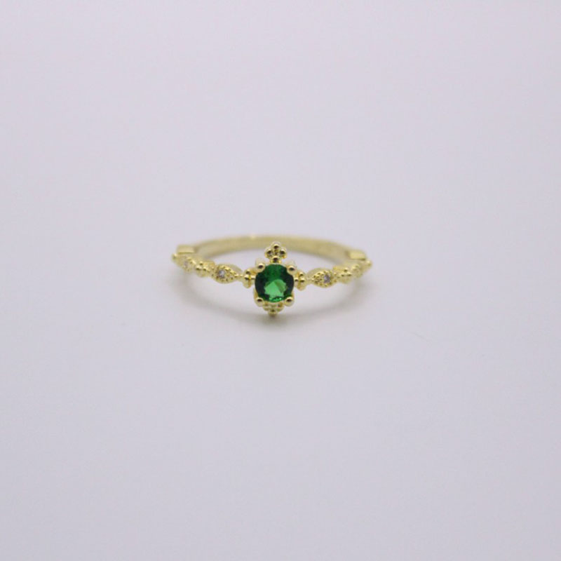 Ring  Ornament Popular Cute Woman 14k Gold Plated Green Diamond Ring Exquisite Ring Ornament display picture 4
