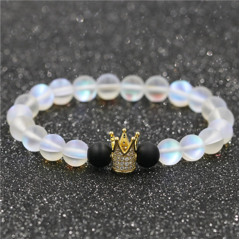 1 Piece Fashion Crown Moonstone Beaded Unisex Bracelets display picture 6