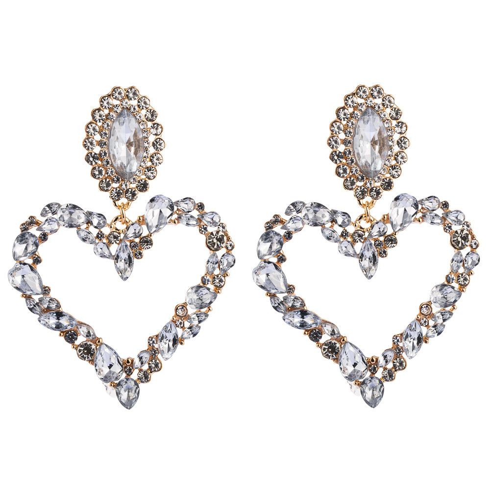 1 Par Brillante Forma De Corazón Aleación Enchapado Embutido Diamantes De Imitación Vidrio Chapado En Oro Mujeres Pendientes De Gota display picture 12