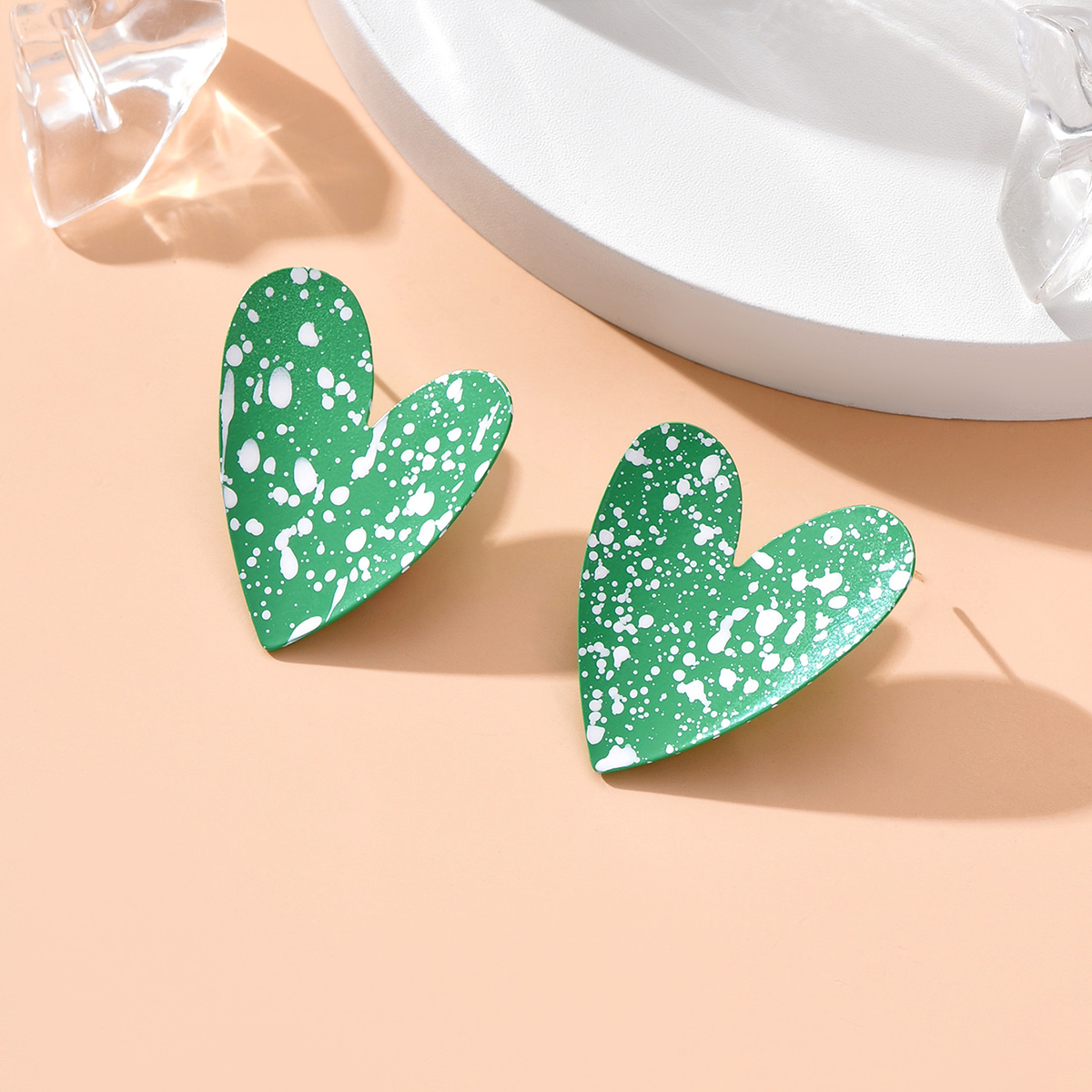 Fashion Splash-ink Floral Heart-shaped Stud Earrings display picture 9
