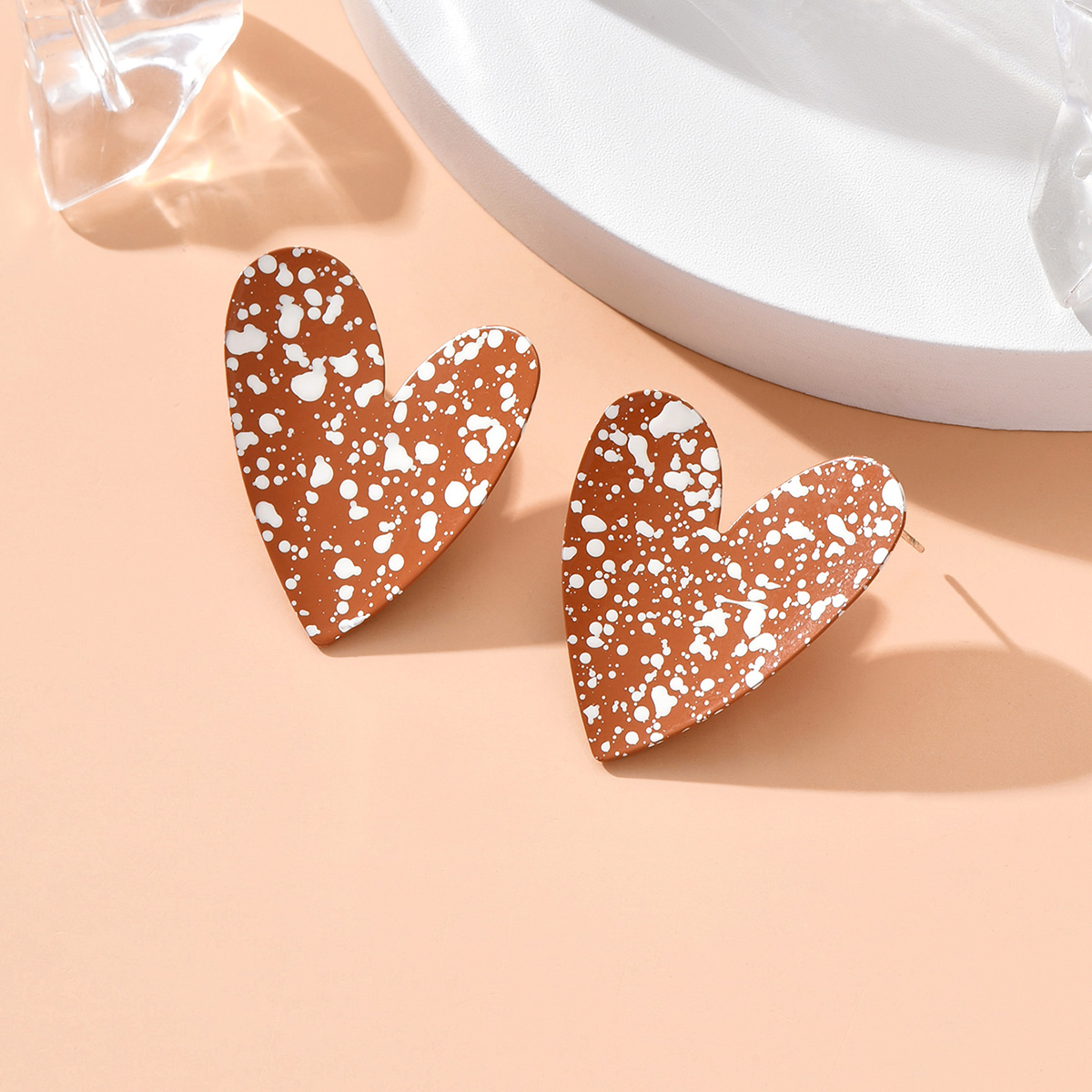 Fashion Splash-ink Floral Heart-shaped Stud Earrings display picture 11