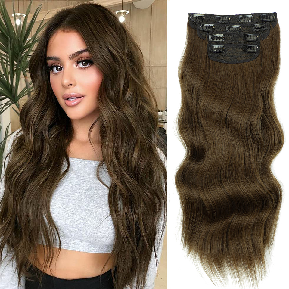 Synthetic Wig Long Curly Wig Female Hair Wig Set Four-piece Set Hairpiece Clip Chemical Fiber Hair Extension display picture 5