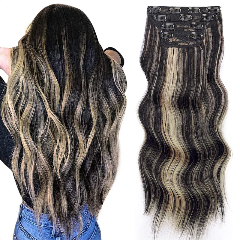 Synthetic Wig Long Curly Wig Female Hair Wig Set Four-piece Set Hairpiece Clip Chemical Fiber Hair Extension display picture 6