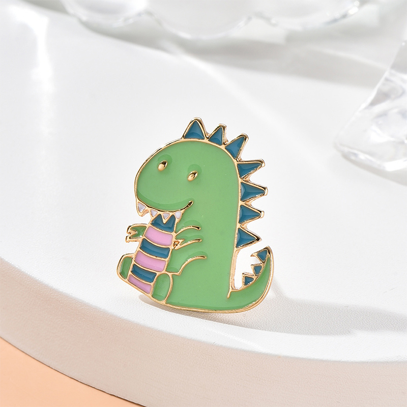 Cute Cartoon Green Simple Little Dinosaur Animal Oil Dripping Alloy Brooch display picture 2