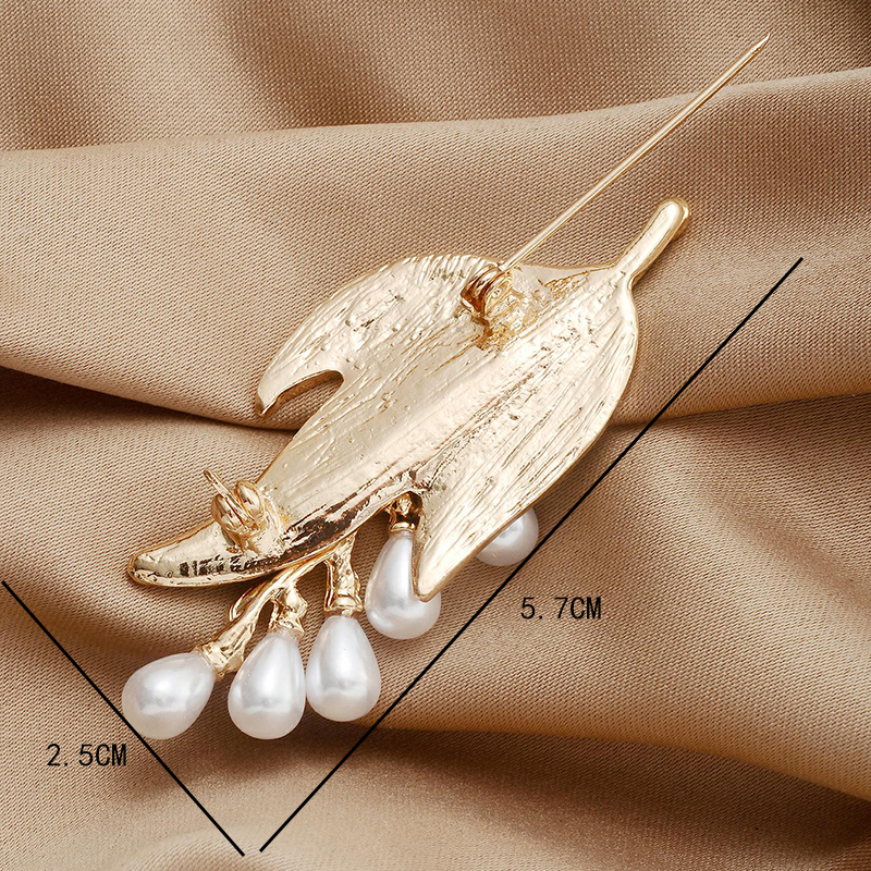 Formelle Robe Accessoires Perle Feuille Broche display picture 4