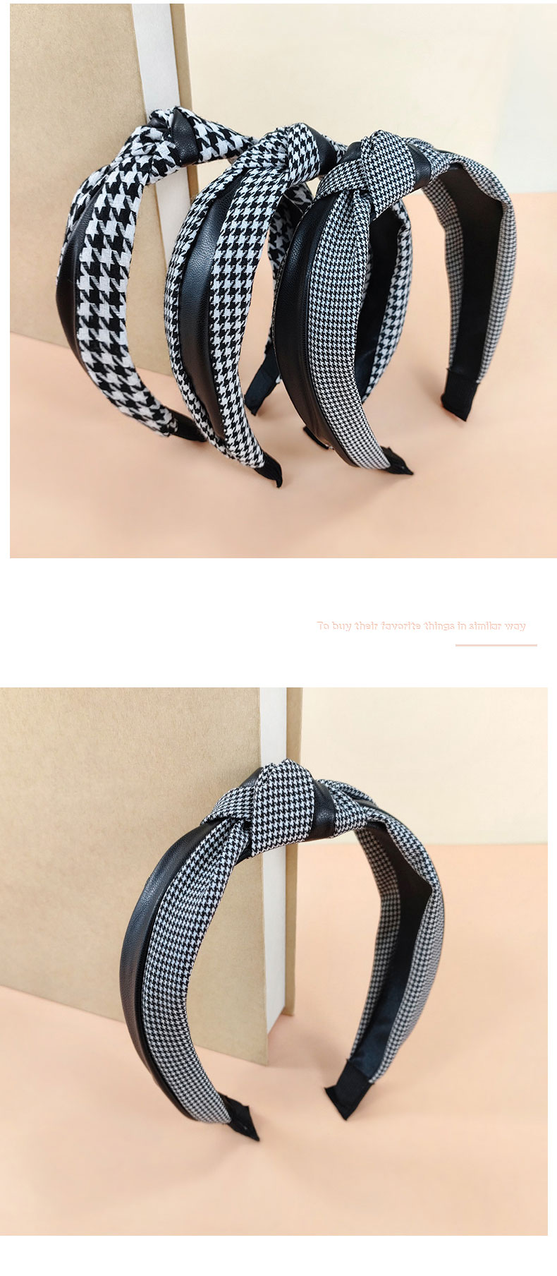 Women's Classic Style Houndstooth Cloth Printing Hair Band display picture 4