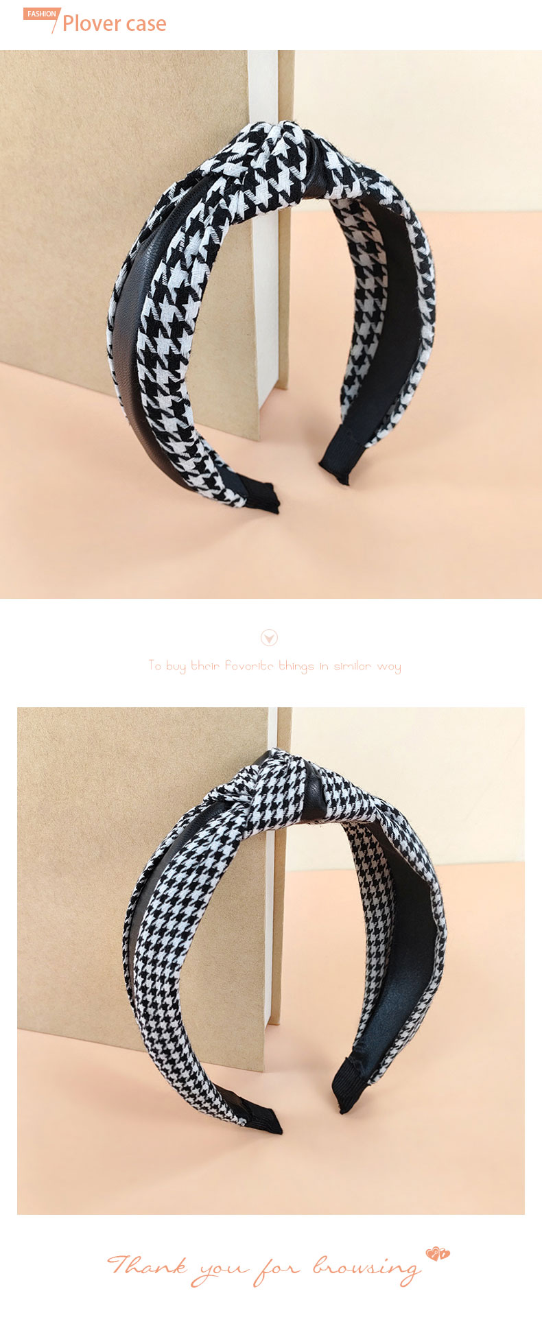 Women's Classic Style Houndstooth Cloth Printing Hair Band display picture 5