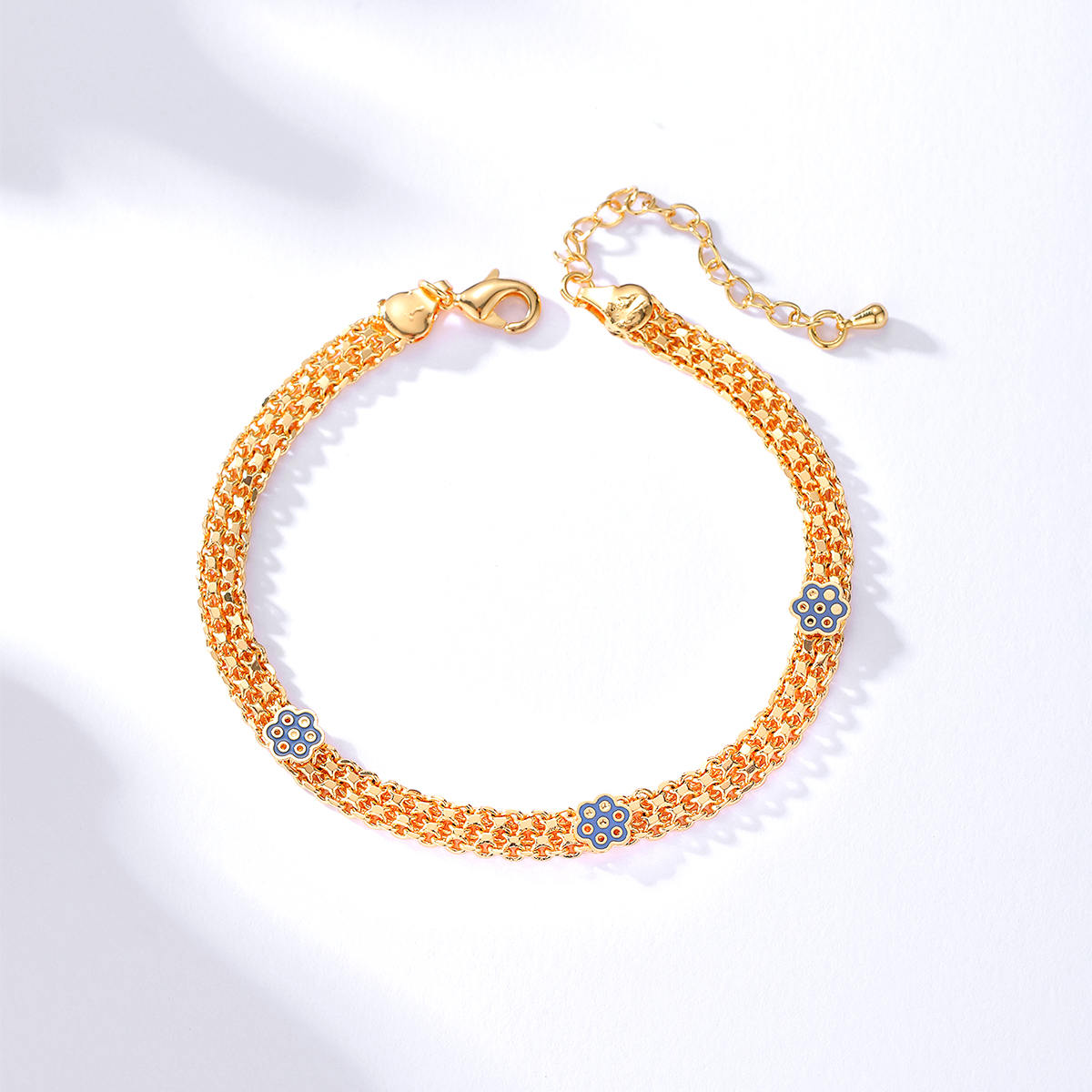 Simple Copper Material 18k Gold Flower Strap Chain Mesh Anklet display picture 2