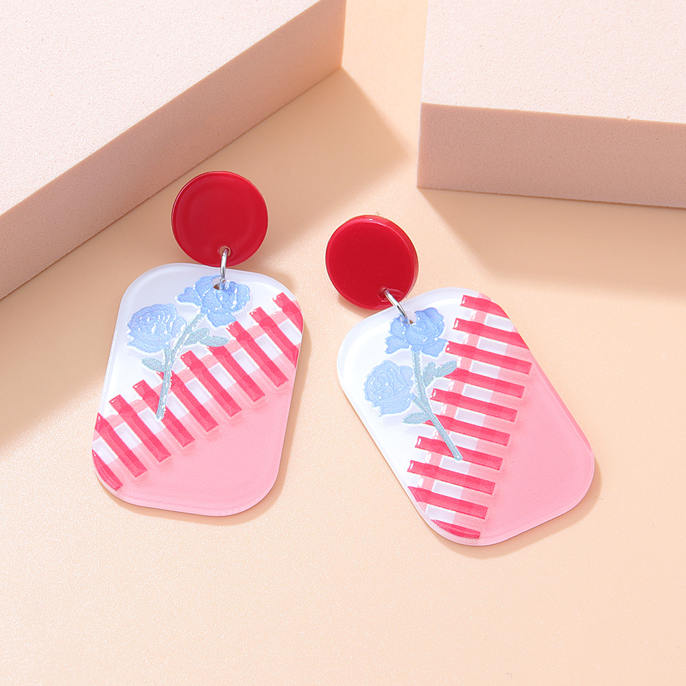 Fashion New Contrast Color Three-dimensional Embossed Bear Rabbit Sweet Cute Cartoon Acrylic Earrings display picture 3