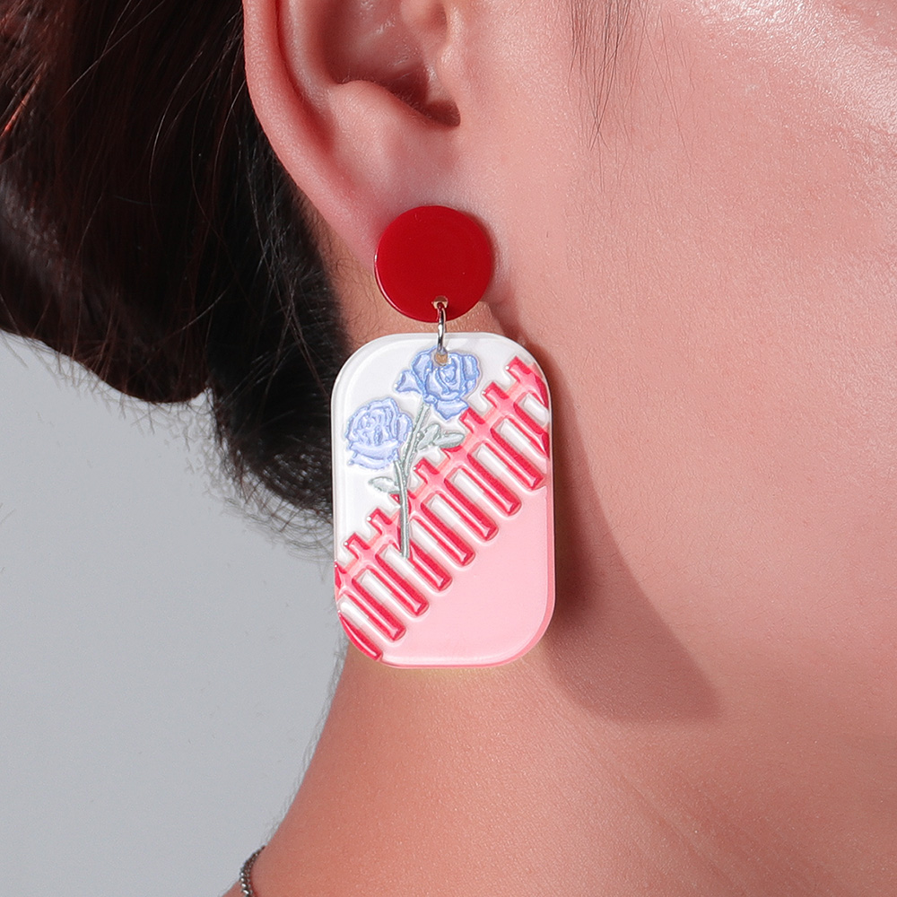 Fashion New Contrast Color Three-dimensional Embossed Bear Rabbit Sweet Cute Cartoon Acrylic Earrings display picture 5