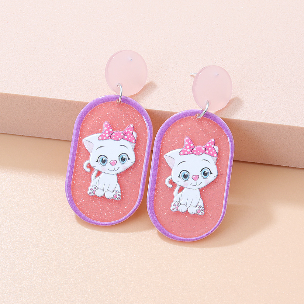 Fashion New Contrast Color Three-dimensional Embossed Bear Rabbit Sweet Cute Cartoon Acrylic Earrings display picture 8