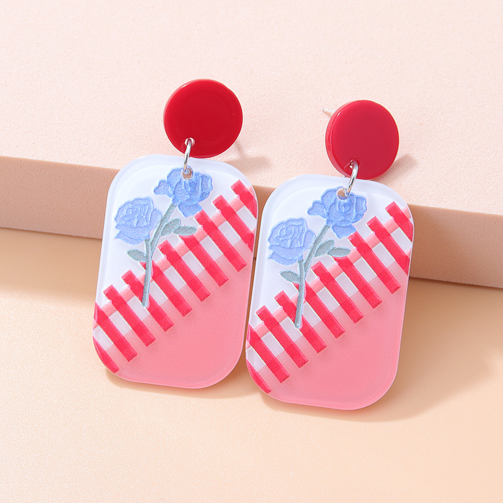 Fashion New Contrast Color Three-dimensional Embossed Bear Rabbit Sweet Cute Cartoon Acrylic Earrings display picture 9