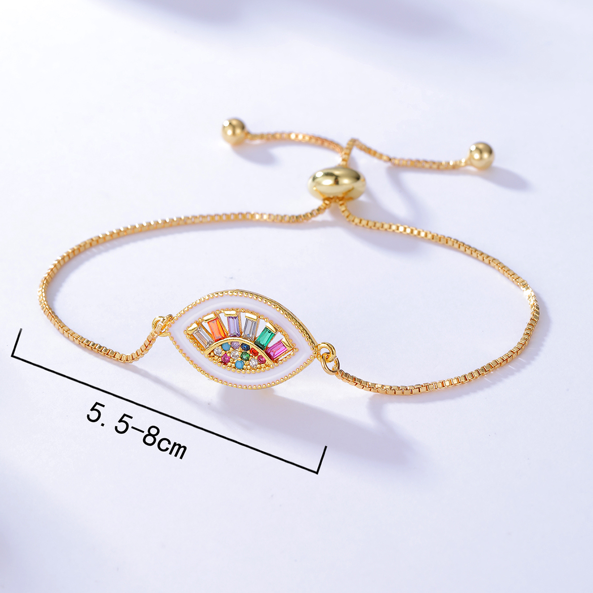 Simple Fashion Stretch Chain Color Eye Inlaid Zircon Exquisite Copper Plating 0.03 Μm Gold Bracelet display picture 3