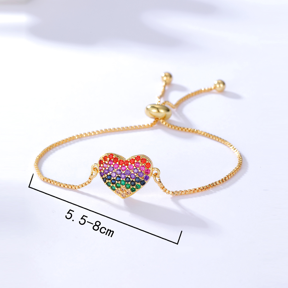 Simple Fashion Three-dimensional Love Stretch Chain Inlaid Zircon Plated Gold Bracelet display picture 3