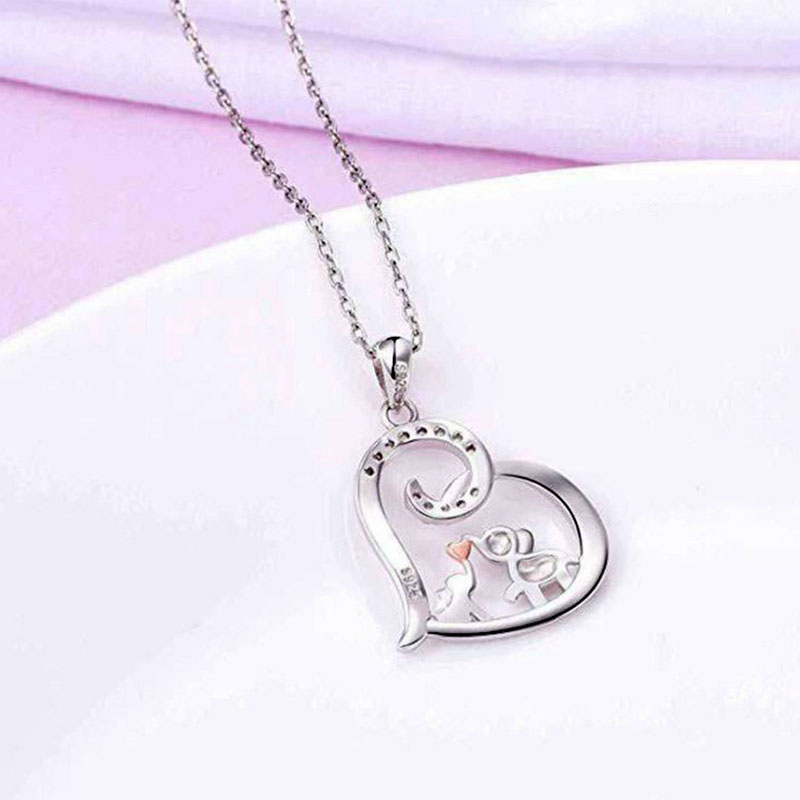 Fashion Elephant Mother Alloy Necklace Female Rhinestone-encrusted Heart-shaped Pendant display picture 4