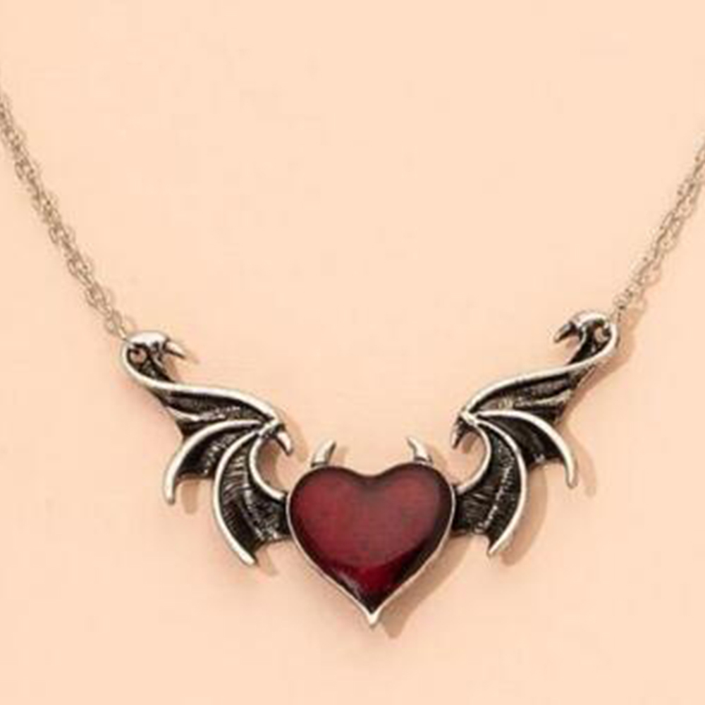 Elegant Glam Classical Devil'S Eye Heart Necklace Alloy Epoxy Plating Halloween Christmas Valentine'S Day Unisex display picture 3